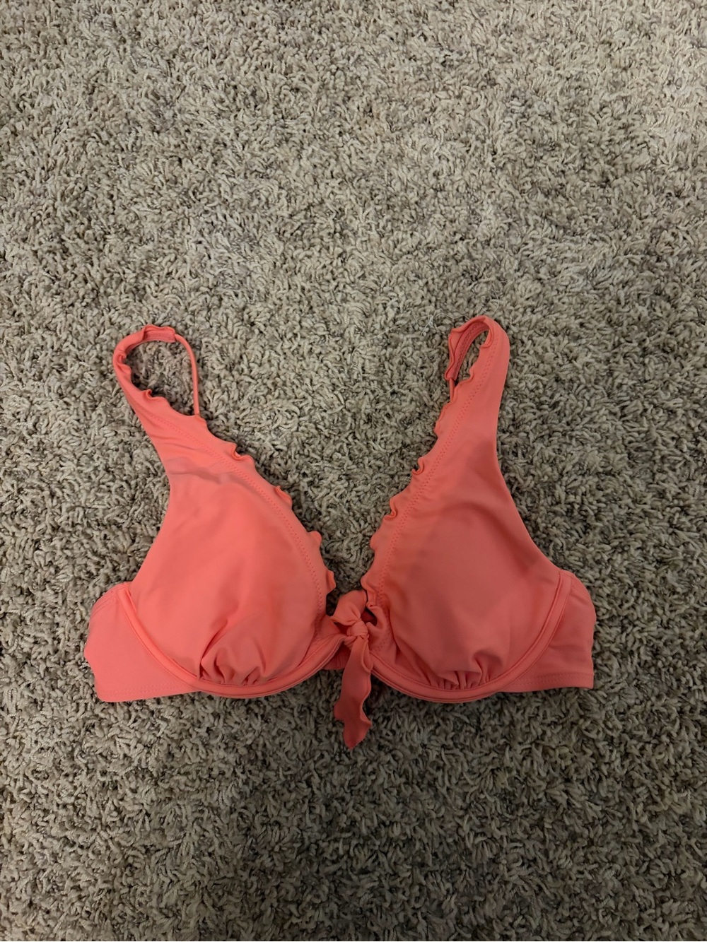 Shade & Shore Coral Tie-Front Bikini Top